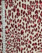Tissu au mètre réf.  210276 Tissage jacquard en coton et polyester  écru motif rouge et noir