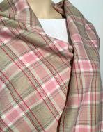 Tissu au mètre réf.  220283 Tissag laine,  polyester et lycra à carreaux coloris rose
