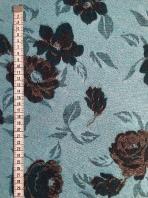 Tissu au mètre réf.  250296 Tissage jacquard en polyester, acrylique et laine coloris bleu turquoise