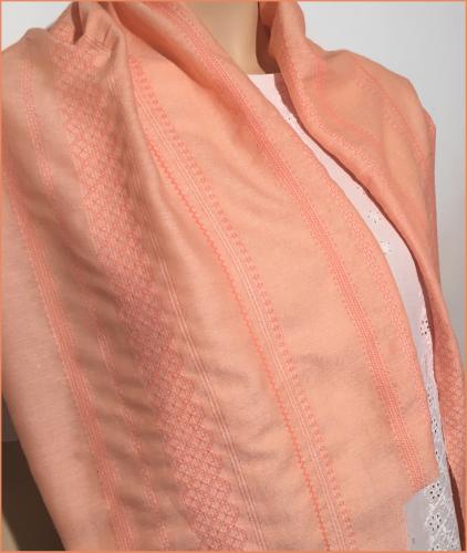Tissu réf. 210216 coton orange rayure tissée