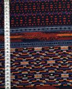 Tissu au mètre réf.  210217 Tissage jacquard en coton et polyester orange, bleu et noir