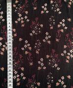 Tissu au mètre réf.  350211 Voile de polyester noir imprimé fleurs