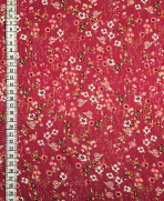 Tissu au mètre réf. 350205 fin pongé de polyester imprimé fleurs coloris grenat