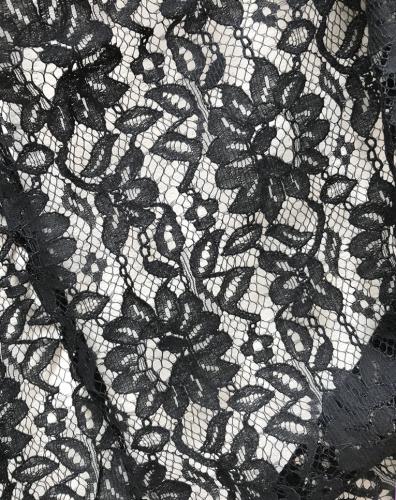 Tissu au mètre réf.  750307  macramé dentelle polyester col. noir
